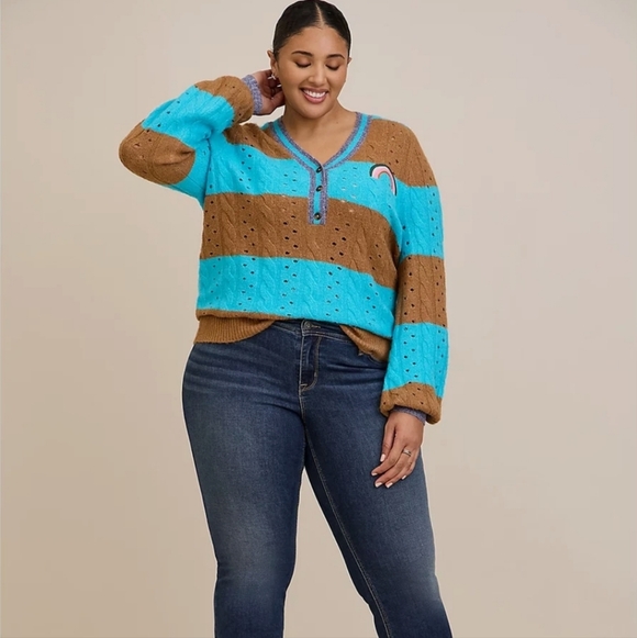 Brown and Blue Striped Cardigan - Picture 3 of 8